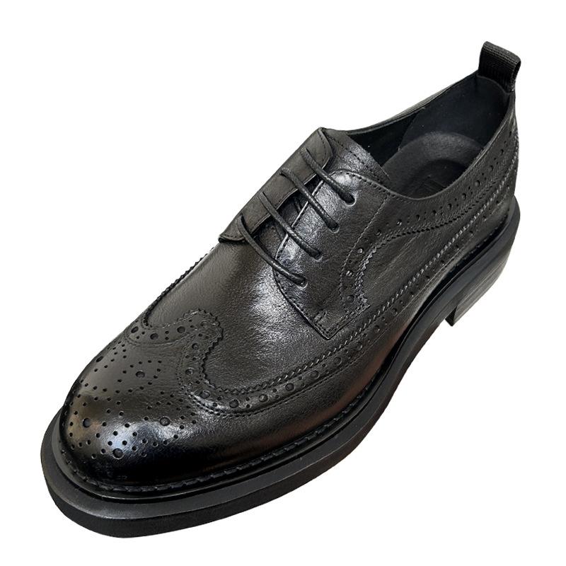 Гравированные кожаные туфли Brock, мужские деловые, деловые, кожаные, дышащие, для жениха, свадебные, мужские, кожаные туфли, толщина которых увеличивается