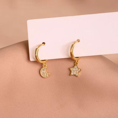 Комбинированные асимметричные серьги-вкладыши Star Moon, полные роскоши