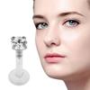 Labret Piercing Jewelery Bioflex Round Crystal Set In Silver Rod 10mm