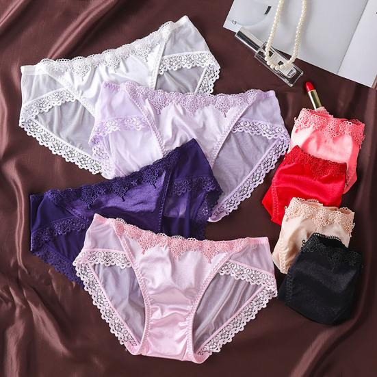 Women Briefs Trendy Sexy Perspective Thin Comfortable Inside Wearing Nylon Lace Stitching Ladies Briefs Sleeping Accessories
