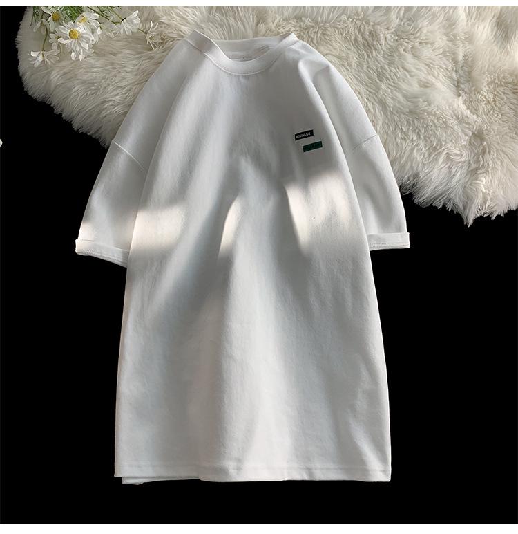 Мужская футболка оверсайз в американском ретро-стиле с маленьким воротником - модный летний хлопковый стиль