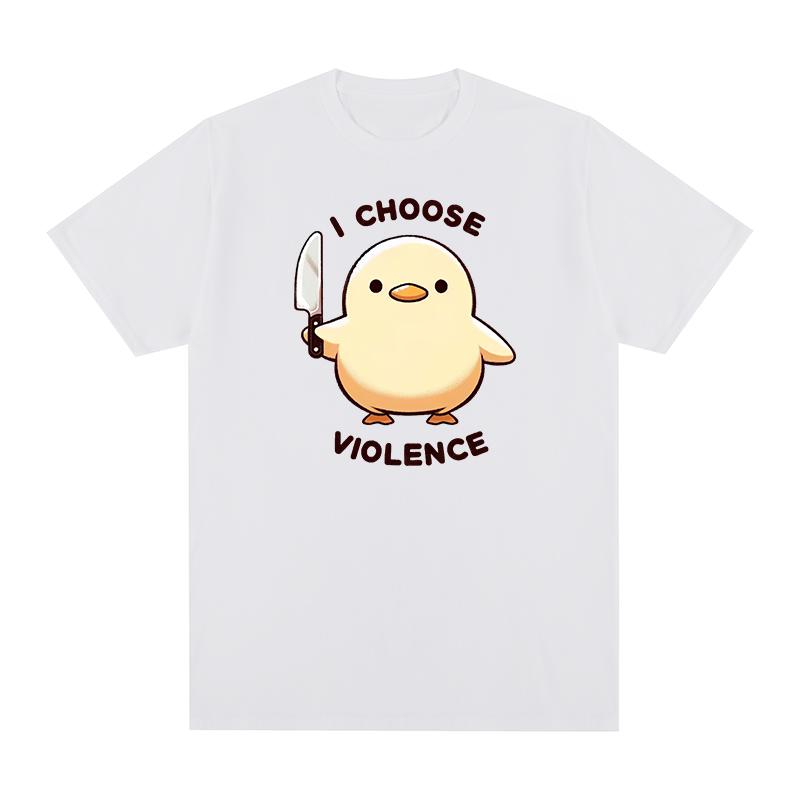 Duck I Choose Violence Vintage tshirt Funny Humor Slogan Cotton Men T shirt New TEE TSHIRT Womens tops