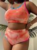 Plus Size Women's Color Block Tie-Dye Tankini Swimsuit P017