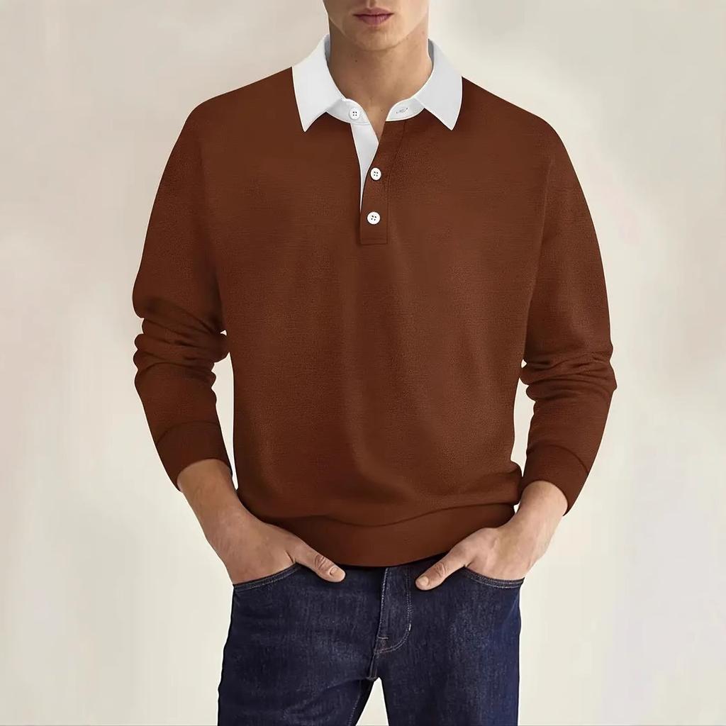 Autumn Long-sleeved Button-down Collar Men's Casual Polo Shirt
