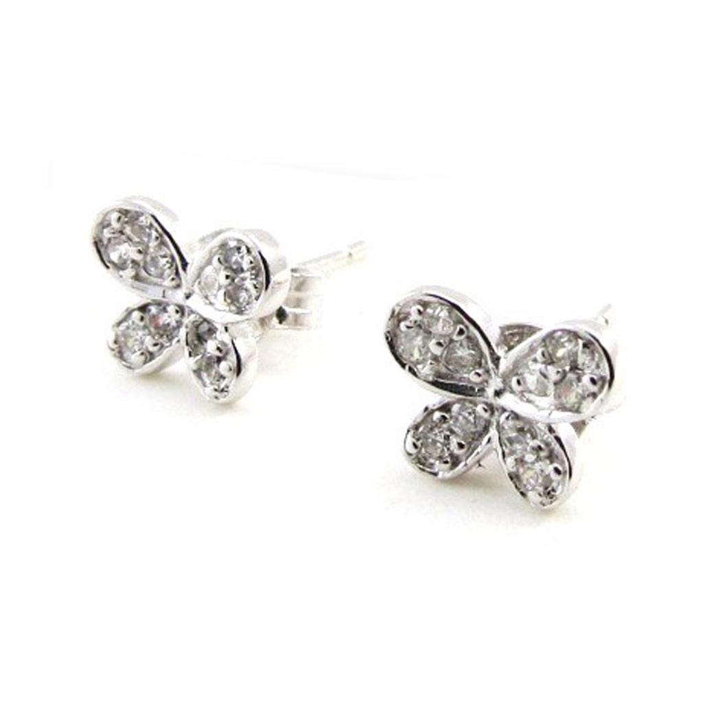 Les Trésors De Lily [I9836] - White 'Butterflies' Silver Earrings