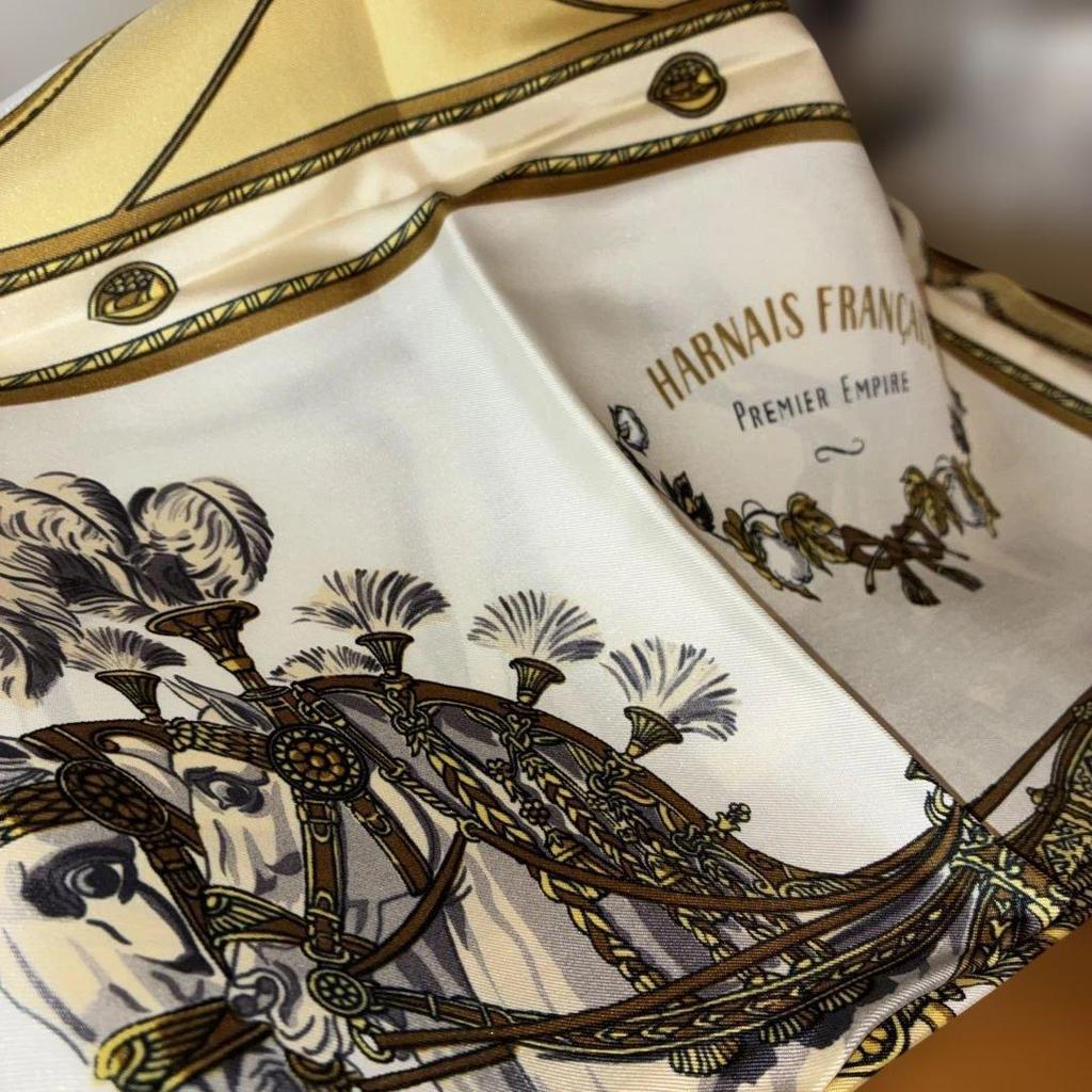 Used HERMS Hermes Carre 90 First French Empire Harness Silk Scarf