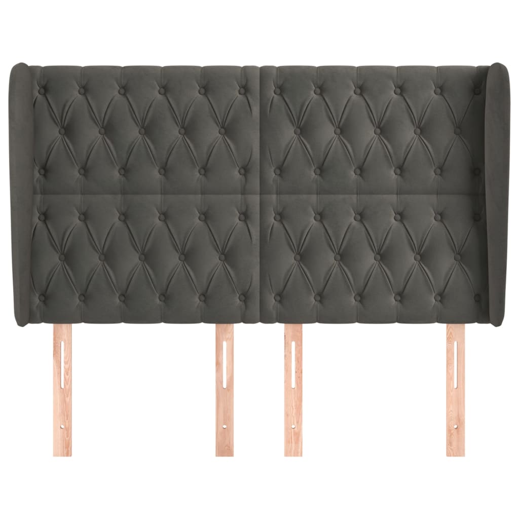 vidaXL Kopfteil mit Ohren Dunkelgrau 163x23x118/128 cm Samt