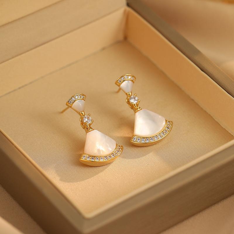 Серьги в виде веера из фритиллярии, женские серьги с высоким чувством, легкой роскошью и темпераментом, модные, универсальные, взрывные, с изысканным дизайном