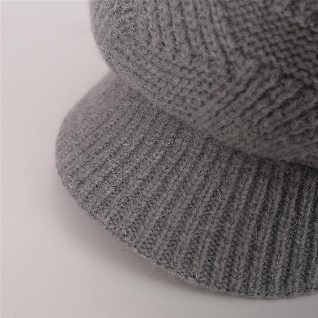 Женская однотонная плюшевая шапка-берет из кроличьей шерсти, теплая, твиловая, осенне-зимняя, EMA