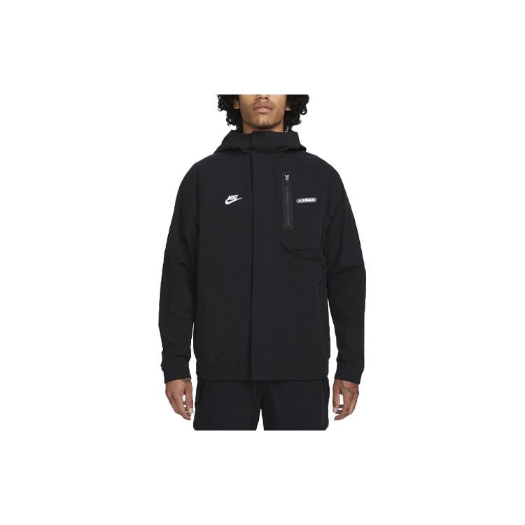 Nike Спортивная куртка Air Max с тканой отделкой, на молнии, с капюшоном, черная FN0243-010