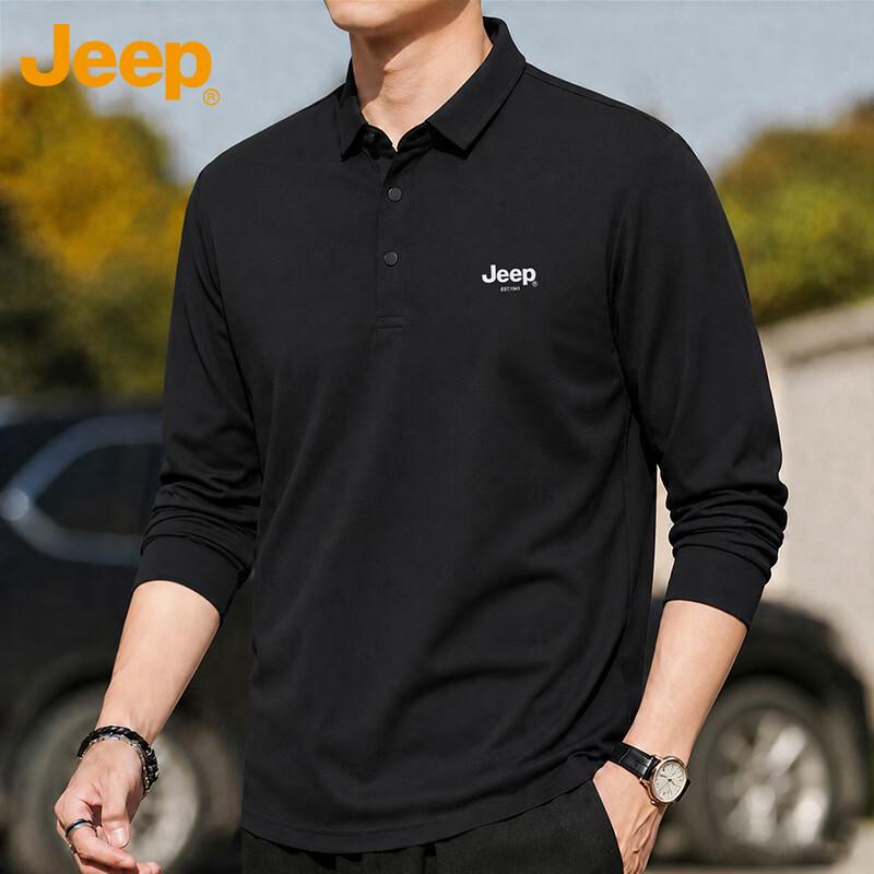 JEEP Men's Long Sleeve Polo Shirt Business Casual