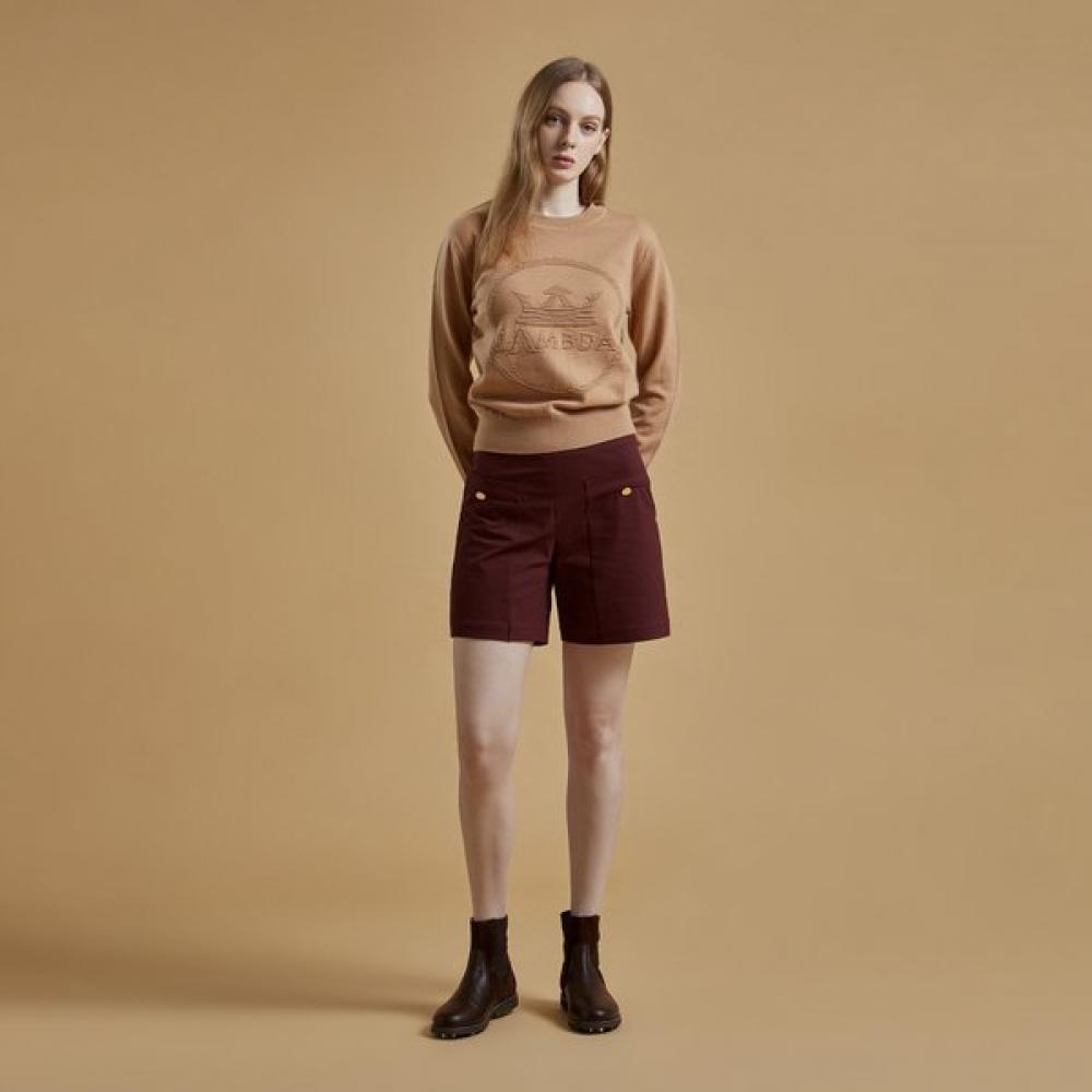 Lambda Women S Gold Button Pocket ShortS Maroon Burgundy 26332