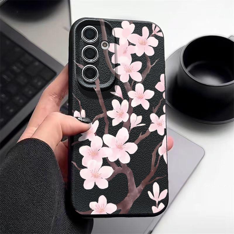 Чехол в стиле ручной росписи «Сакура» для Samsung Galaxy A57 A37 A17 A56 A36 A26 A16 A55 A35 A25 A15 A54 5G S21 FE S22 S23 S24 Plus S25 Edge S26 Ultra