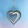 3D Rotating Metal Wind Chimes Heart Shaped Stainless Steel Home Garden Decorative Hanging Ornament for Outdoor Garden
