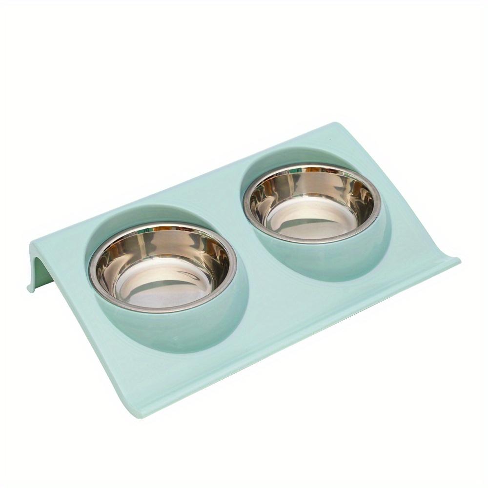 1 шт., двойная миска из нержавеющей стали для собак и кошек - нескользящая основа, миска для кошек, комбинированная миска для воды и еды, миска для корма для собак и кошек