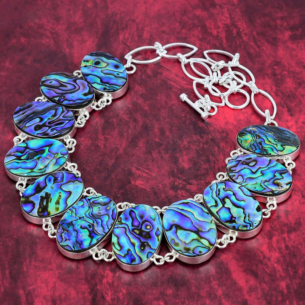 Ожерелье из цельного серебра 925 пробы с ракушкой Abalone Shell с регулируемой цепочкой, ожерелье ручной работы с драгоценными камнями в подарок маме