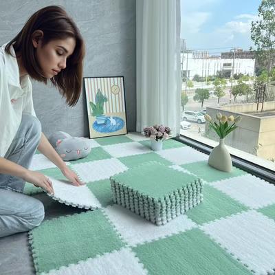 Мягкий плюшевый коврик-пазл из пены, ковровые плитки для гостиной, спальни, детской игровой зоны, нескользящий, с переплетением, напольный ковер, детский игровой коврик