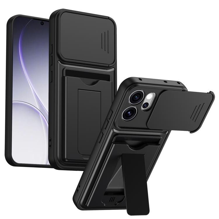 Card‑Holder‑Series Sliding‑Lens‑Cover PC Hybrid TPU Shockproof Phone Case For OPPO Reno15 Pro Max 5G Global