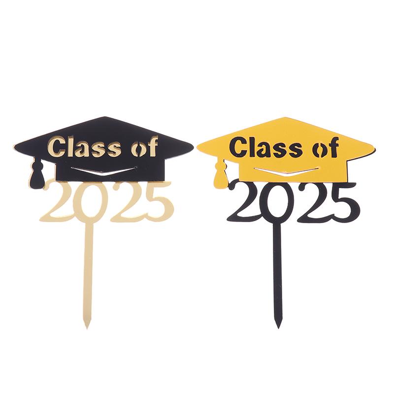 Украшения для торта на выпускной 2025 года, акриловые украшения для выпускного класса 2025 года, двухслойные украшения для торта на выпускной церемонии