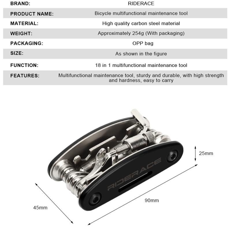 18 In 1 Bicycle Multi Tool Chain Splitter Cutter Multitool Hex Spoke Wrench Screwdriver Portable MTB Road Bike Repair Tools Kit