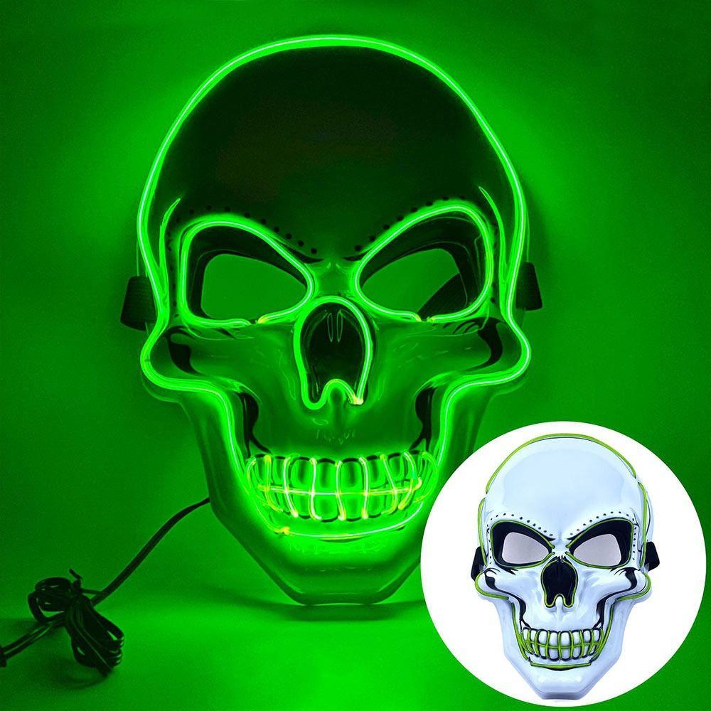Horror Halloween Skull Mask Halloween LED Light LED Cold Light Mask Cosplay Costume Luminous Skull Mask Party Makeup Ball