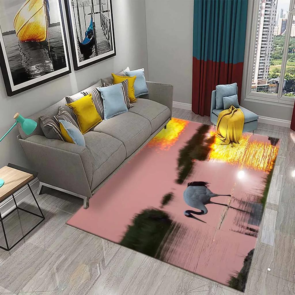 Прекрасный ковер с японским журавлем для кухни, ванной комнаты, прихожей, нескользящий коврик, декор для гостиной, столовой, спальни, напольные ковры