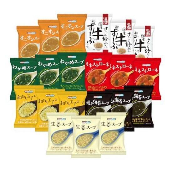 Cosmos Food Freeze-Dried Soup Set 7 Varieties 24 Servings Pack Non-Refrigerated Storage Instant