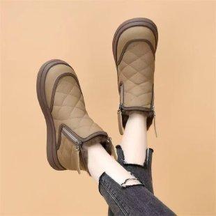 Flat-bottomed snow boots women's 2026 new winter velvet non-slip short boots thickened warm cotton boots snow boots