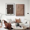 Nordic Brown 3D Effect Geometric Abstract Canvas Painting Modern Minimalist Pictures Wall Art Aesthetic Poster Living Room Decor