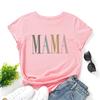 MAMA Cotton T-Shirt Short Sleeve Round Neck Women 2d Print Tops