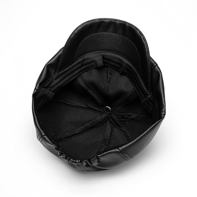 Осень-зима мужской бархатный теплый кожаный берет восьмиугольная кепка для папы