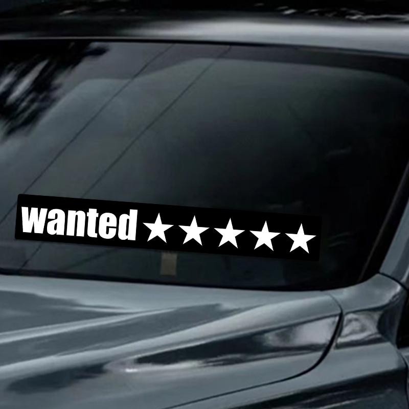 Custom EL Light up Car Window Windshield Stickers 5 Stars Wanted Flashing/Sound Activated for Car Decoration