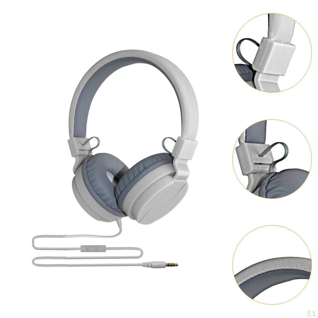 Over Ear Headphone Wired Headset Comfortable Office Lightweight with Microphone Students Adjustable