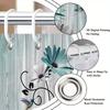 1 Цветочная шторка для душа с колибри - Яркие белые и светло-голубые цветы с черными вьющимися лозами, 70x70 дюймов, полиэстеровая ткань