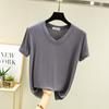 New Summer V-Neck Women's Loose Fit Modal T-Shirt - Solid Color, Short Sleeve Basic Top