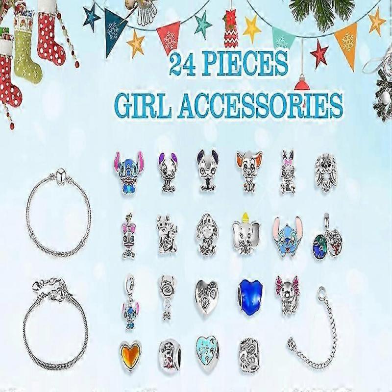 Адвент-календарь Стич с 2 браслетами и 22 уникальными мультяшными бусинами-шармами