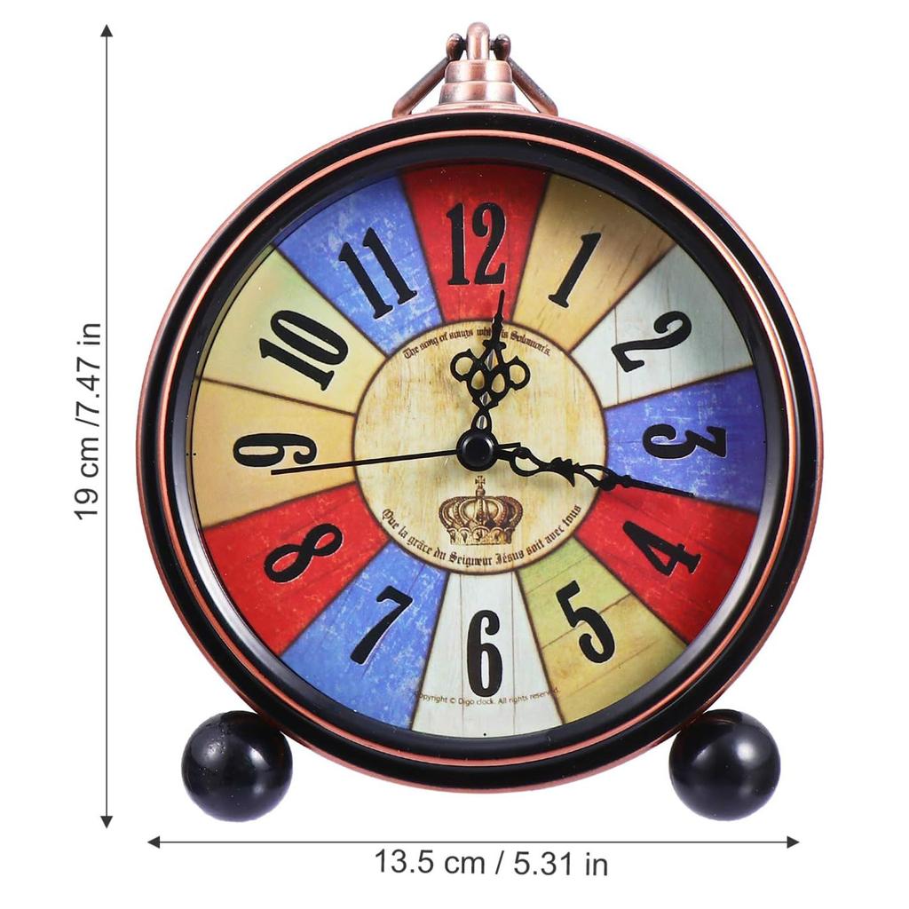 Retro Alarm Clock Metal Silent Table Desk Clock Non Ticking Quartz Movement Bedside Clock for Bedroom
