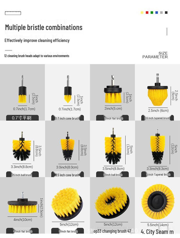 Комплект для чистки автомобилей: Набор из 17 предметов с щеткой-насадкой для дрели, колесной щеткой, щелевой щеткой, губкой, перчаткой для интерьера и экстерьера.