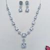 Silver Plated Diamond Round Necklace Set Diamond Necklace Set for Women
