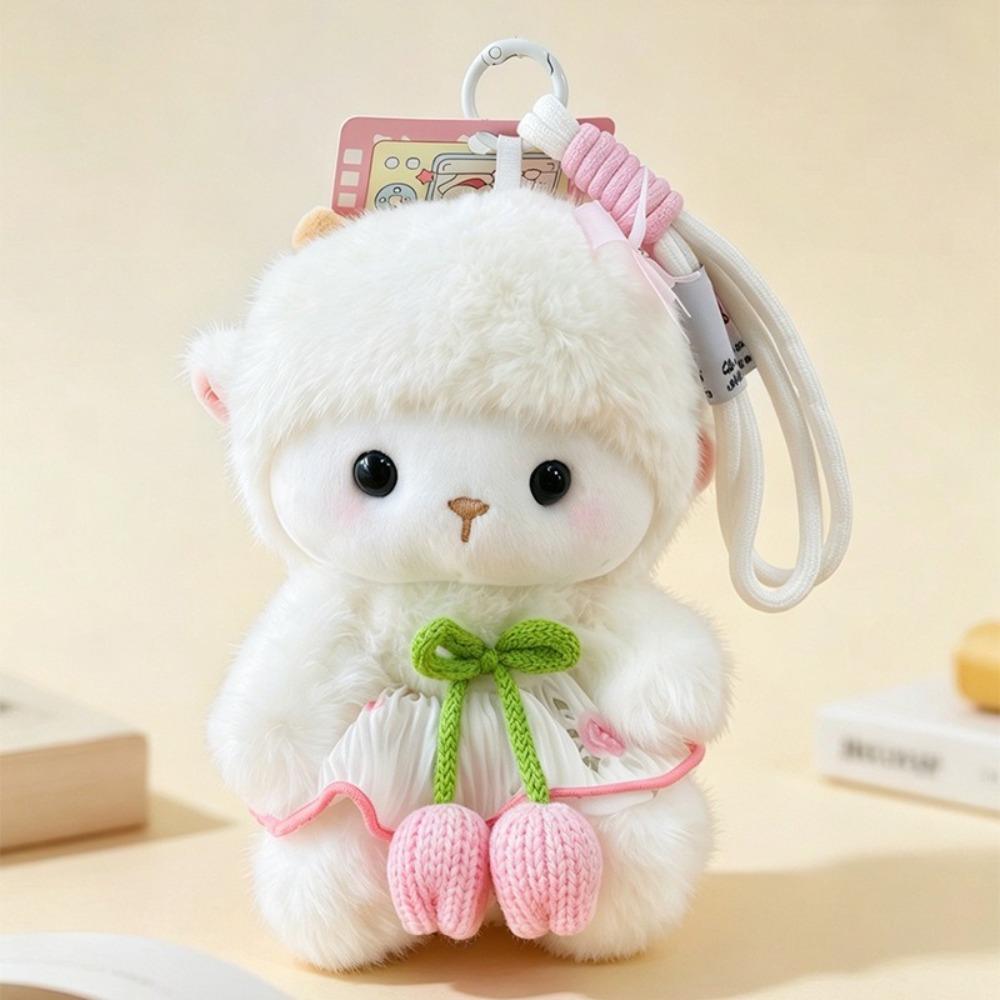 Soft Sheep Doll Keychain Plush Backpack Pendant Ornament Cute Bag Hanging Decor Bag