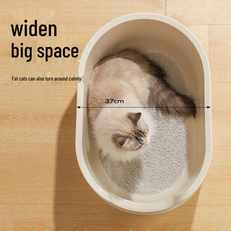 All Numbers Splash Anti-Spill Large Raised Basin Litter Box – Semi-Closed Design for Cats