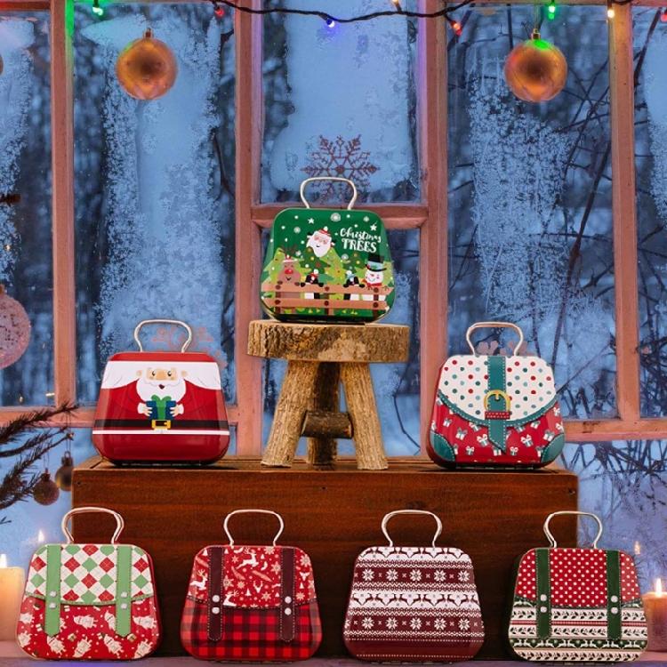 5 шт. Декоративные рождественские жестяные коробки для конфет, Упаковочная коробка для подарков на вечеринку, Портативные органайзеры для конфет, Жестяные банки для сладостей с ручкой