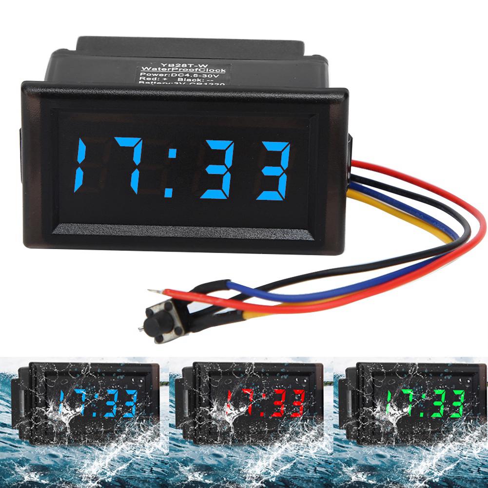 DC4.-30V Водонепроницаемые пылезащитные автомобильные электронные часы со светодиодным цифровым дисплеем