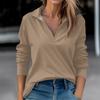 Women's Autumn And Winter Tops V-Neck Solid Color Casual Fashion Top T-Shirt
