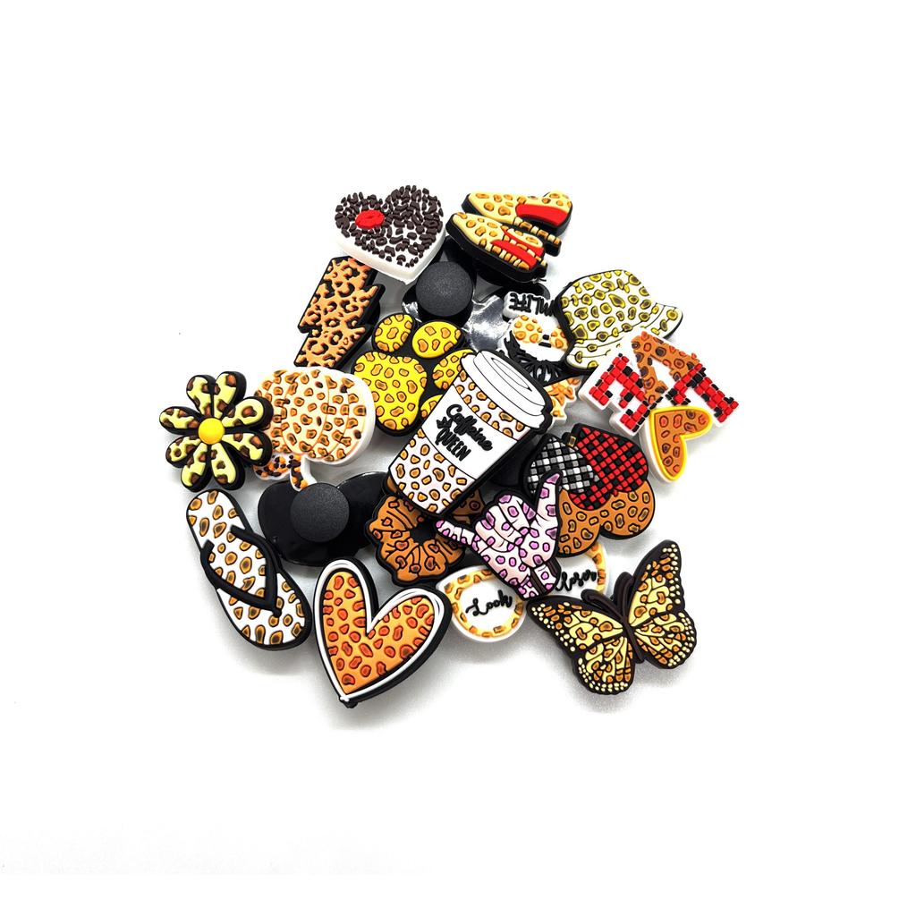 20 шт. крутые подвески для обуви из ПВХ с леопардовым принтом для украшения обуви