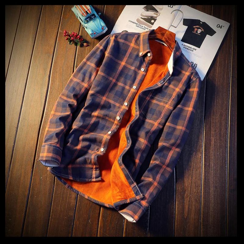 Осенне-зимние флисовые рубашки для мужчин, бархатные клетчатые рубашки, мужская одежда, повседневная фланелевая облегающая рубашка из чистого хлопка, мужской размер 5XL