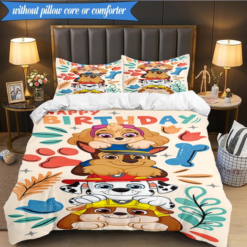 3PCS Paw Patrol: Heroic Rescue Bedding Set 2D Printing (Includes 1 Duvet Cover + 2 Pillowcases Coreless), Bedroom decor,Fan gift