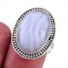 Natural Blue Lace Agate Gemstone 925 Solid Sterling Silver Jewelry Ring S.8 m4F99