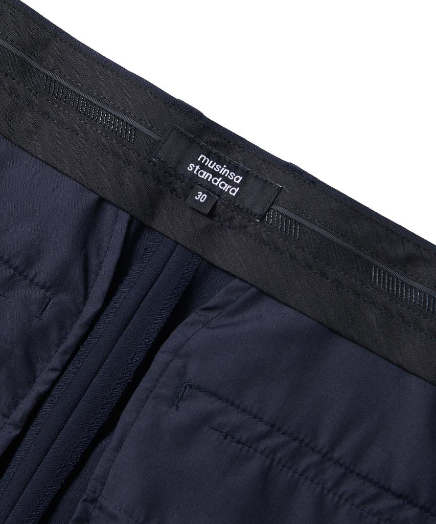 MUSINSA STANDARD Recycle Two-Tuck Wide Hidden Banding Slacks [Navy]