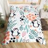 Cute Penguin And Love Heart Duvet Cover Set For Kids Teens Lightweight Quilt Cover With 2 Pillowcase Cartoon Penguin Bedding Set